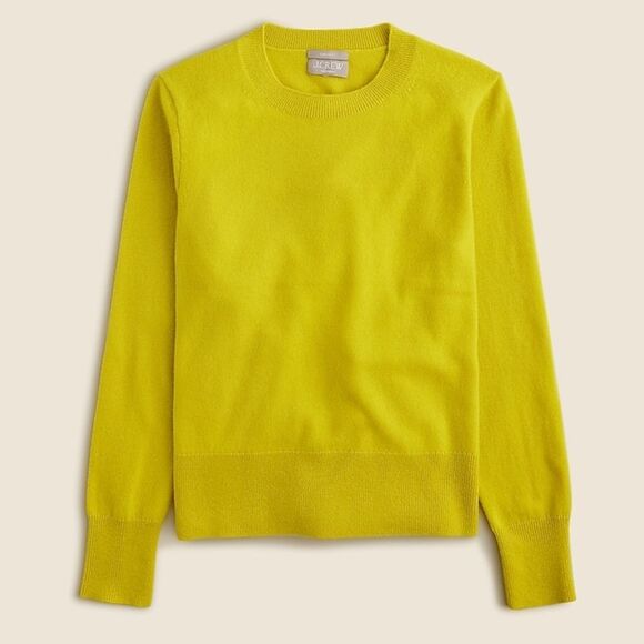 J. Crew Cashmere Classic-Fit Crewneck Sweater in Burnished Chartreuse Size Large - Picture 4 of 11